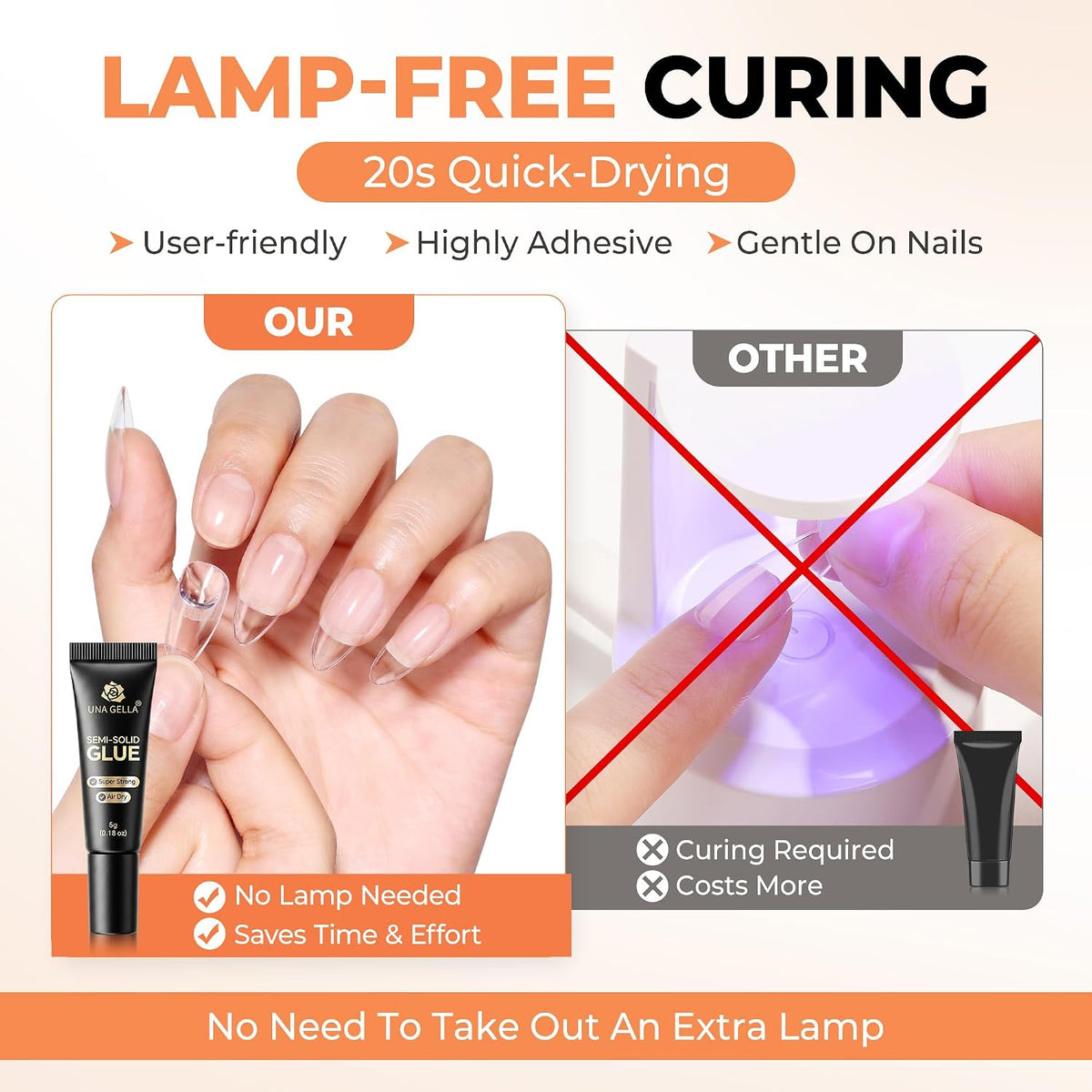 Nail Glue for Press Ons & Nail Tips 3 Pack 5g Super Strong No U V