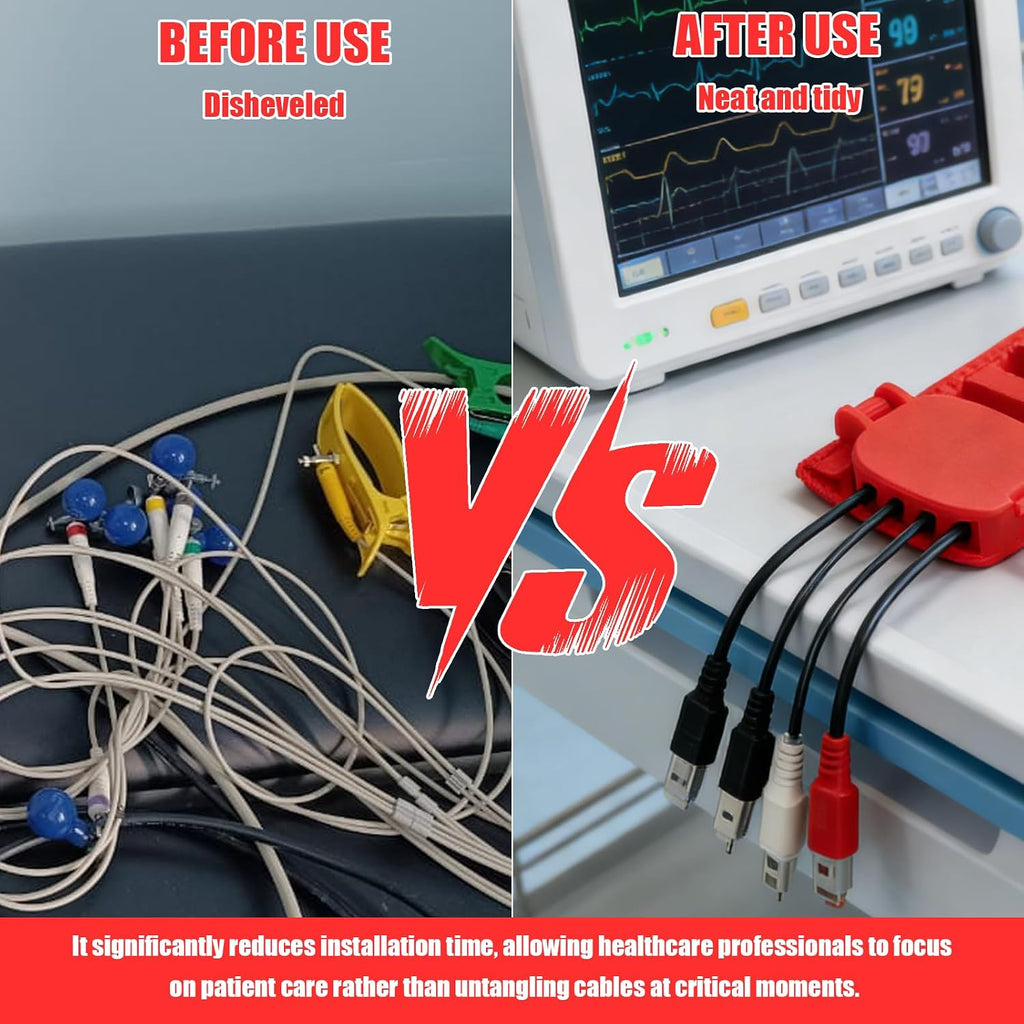 12-Lead Cable Organizer, 2PC Cord Holder, 4-Slot and 6-Slot Wire Organizer for ECG Leads & EKG Machines, Tangle-Free