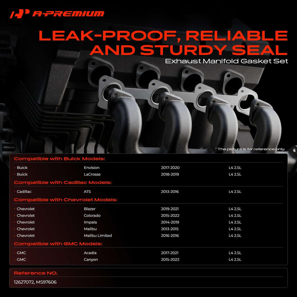 A-Premium L4 2.5L Exhaust Manifold Gasket Set Compatible with Chevrolet
