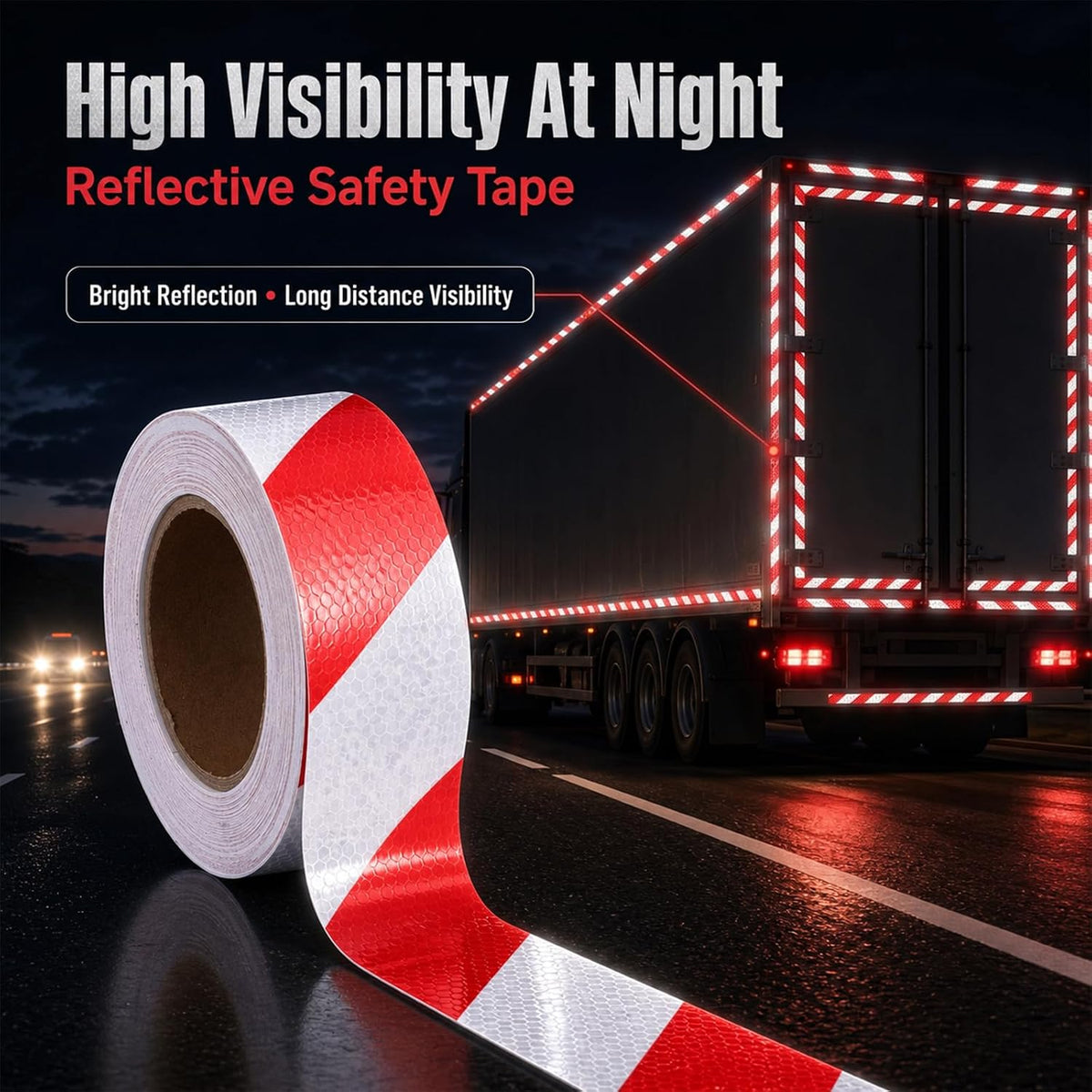 Reflective Tape 2 Inch × 82 Feet Warning Safety Sticker Night Reflectors