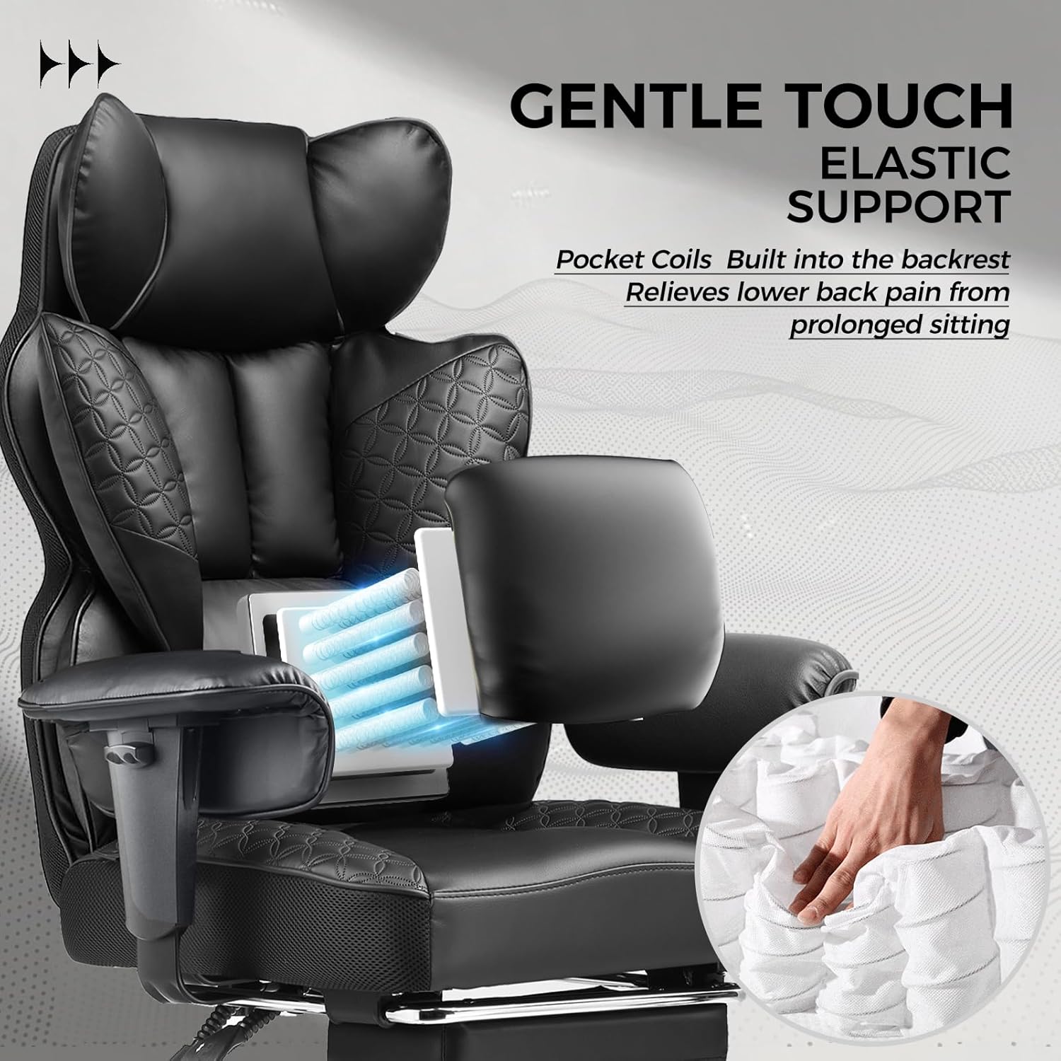 Big and Tall Office Chair Heavy Duty Wide Ergonomic Gaming Chair with Deluxe Embossing Designed Leather with Foot