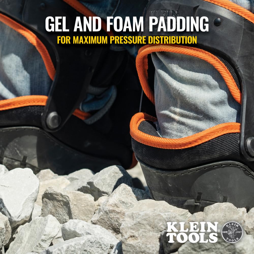60491 Hinged Knee Pads, Heavy Duty Gel Foam Protective Knee Pads with Quick-Fasten Buckle and Thigh Strap, Black