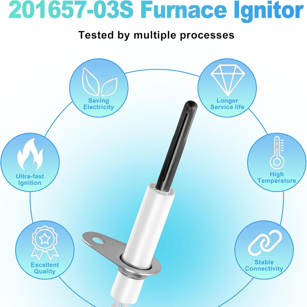 2026 Upgraded 20165703S 201657-03S Furnace Hot Surface Ignitor 120V Silicon Heater Igniter Compatible With Good-man Ama-na Jani-trol Replace Part 20165703S, 601TB, 20165702 By Fetechmate