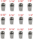ER-16 Spring Collet Set 12 PCS 1/32-3/8 for CNC Super Precision Milling Lathe Tool Workholding Engraving