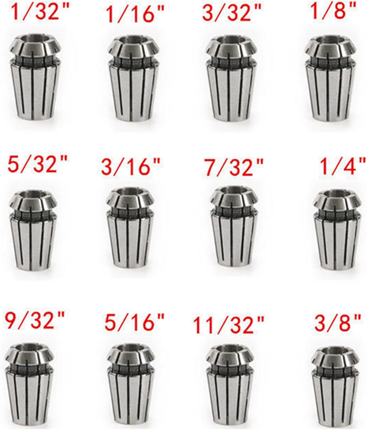 ER-16 Spring Collet Set 12 PCS 1/32-3/8 for CNC Super Precision Milling Lathe Tool Workholding Engraving