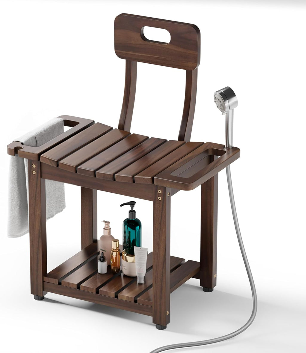 23.4'' Shower Chair with Backrest Bath Chair for Inside Shower or Tub, Heavy Duty 450 lbs Support, Non-Slip Feet