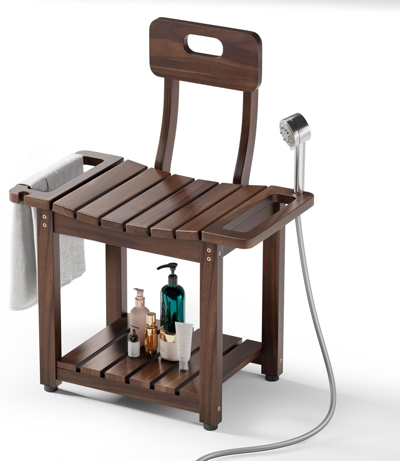 23.4'' Shower Chair with Backrest Bath Chair for Inside Shower or Tub, Heavy Duty 450 lbs Support, Non-Slip Feet