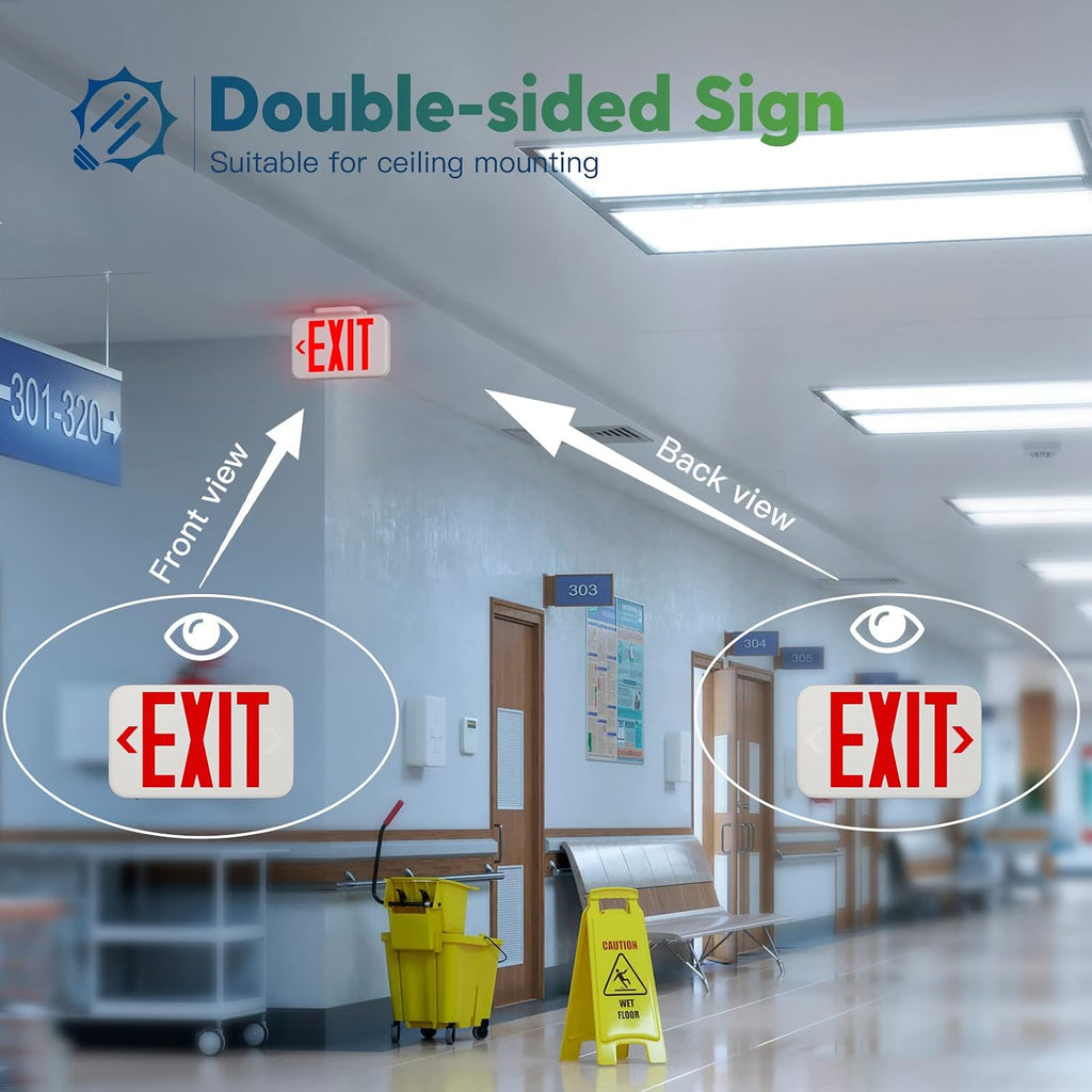 6 Pack Commercial Red Double-Sided LED Exit Sign 90 Min Backup
