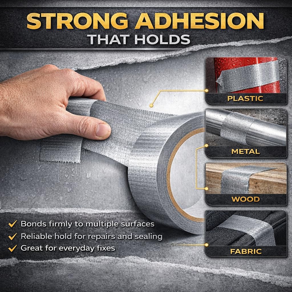 Heavy Duty Duct Tape, Silver, 3 Pack, 90 yd Total, 8.26 mil