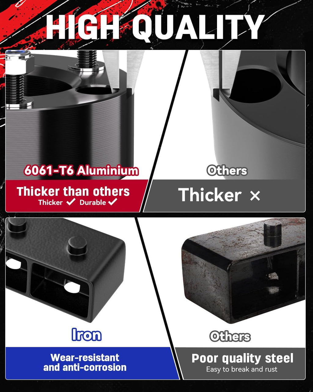 Richeer 3" Front and 2" Rear Leveling Lift Kit for 2004-2020 F150 2WD 4WD