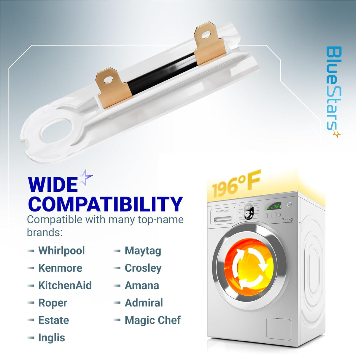 BlueStars 2-Pack 3392519 Dryer Thermal Fuse - Compatible with Whirlpool Kenmore - Replaces AP6008325 G4AP0500 3388651 694511 80005 WP3392519VP