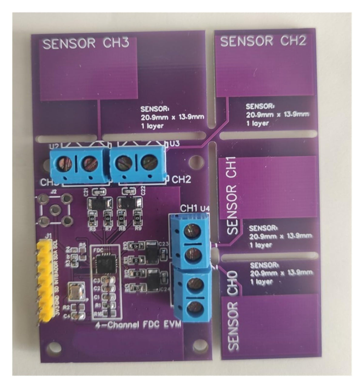 Fdc2214 Module Capacitance Sensor Electronic Design Competition Gesture Recognition Paper Counting Liquid Level Measurement(External 4 Touch poi)