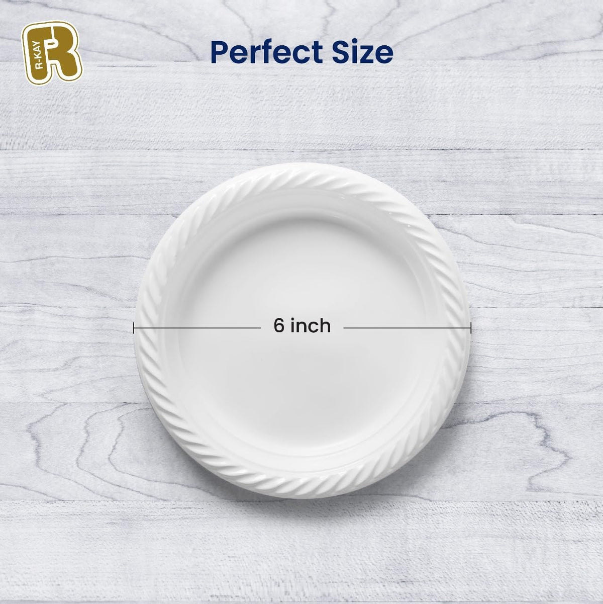 100 Pack 6 Inch White Plastic Plates Disposable - Heavy Duty White Disposable Plates - Microwavable Disposable