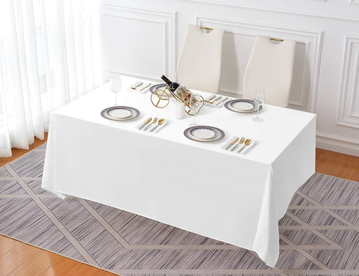 5 Pack 90x156 Inch White Tablecloth for 8 Foot Rectangle Tables