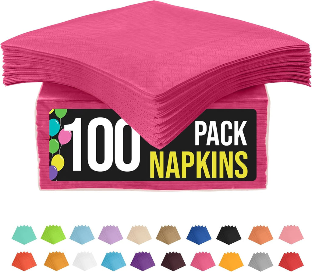 Hot Pink Dinner Napkins Disposable Paper Napkins 100 Pcs