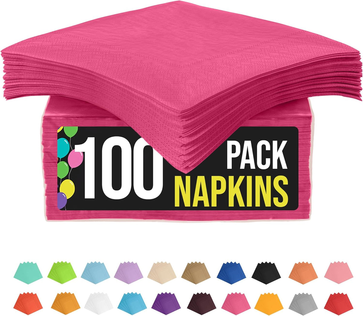 Hot Pink Dinner Napkins Disposable Paper Napkins 100 Pcs
