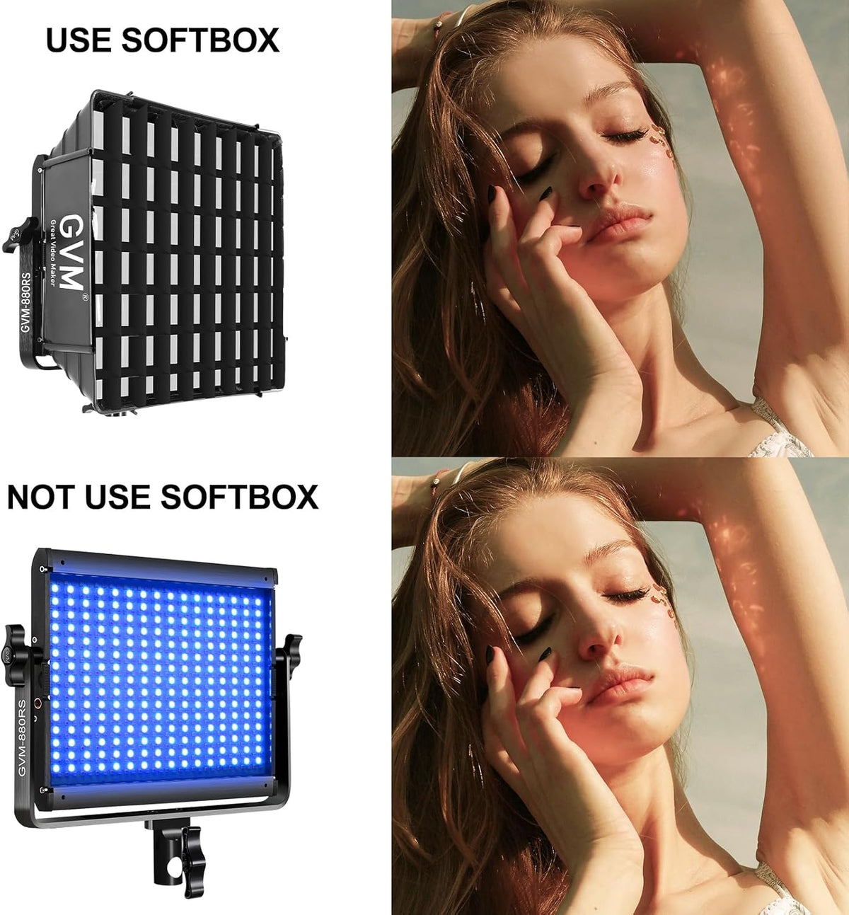 GVM RGB Photography Lighting Kits with 2 Softboxes, 880RS 60W Studio Lights with Bluetooth Control, 2 Packs Video