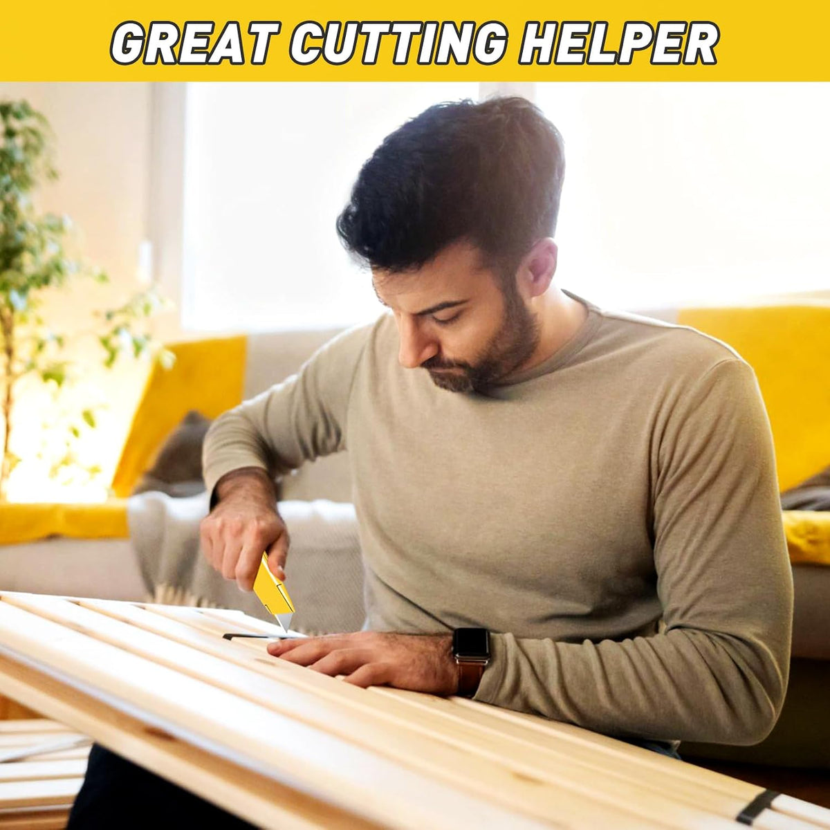 4 Pack Box Cutters Retractable Utility Knife with 10 SK5 Blades