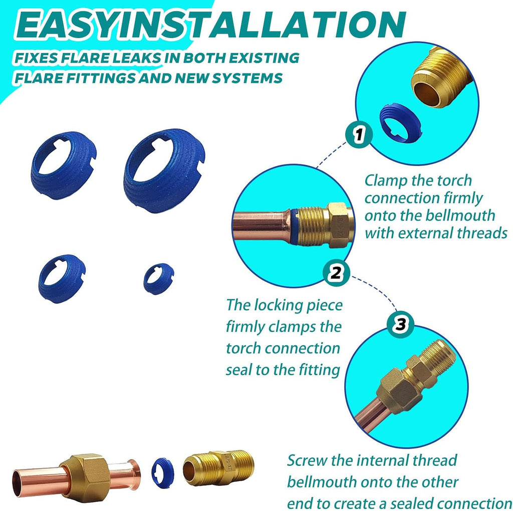40 Pack Leak Free SAE Mini Split Flare Seal Kit (1/4", 3/8", 1/2", 5/8")