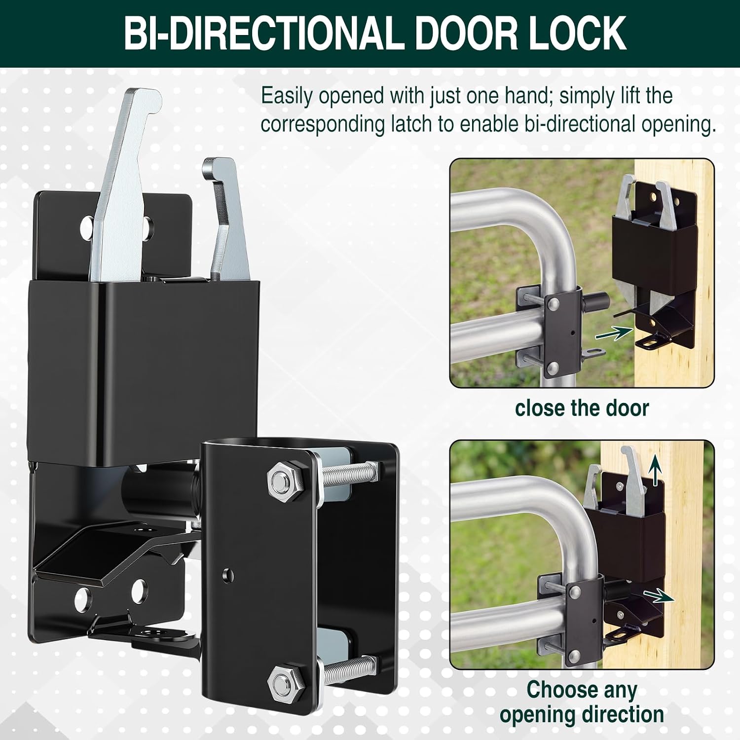2 Way Farm Gate Latch 6" Gate Support Wheel for Metal Tube Gates