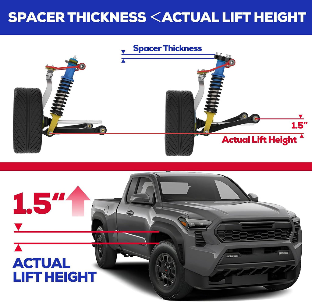 KSP 1.5" Front Leveling kit for 2024+ Tacoma, 2025+ 4runner, 2024+ land cruiser 250, 1.5 Inch Aluminum Strut Spacer Level Kits Compatible With Toyota, 1.5in Chassis Suspension Leveling Lift Spacer