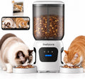Automatic Cat Feeder 2 Cat with 2 Cameras: Dual Auto Dog Feeder-6L