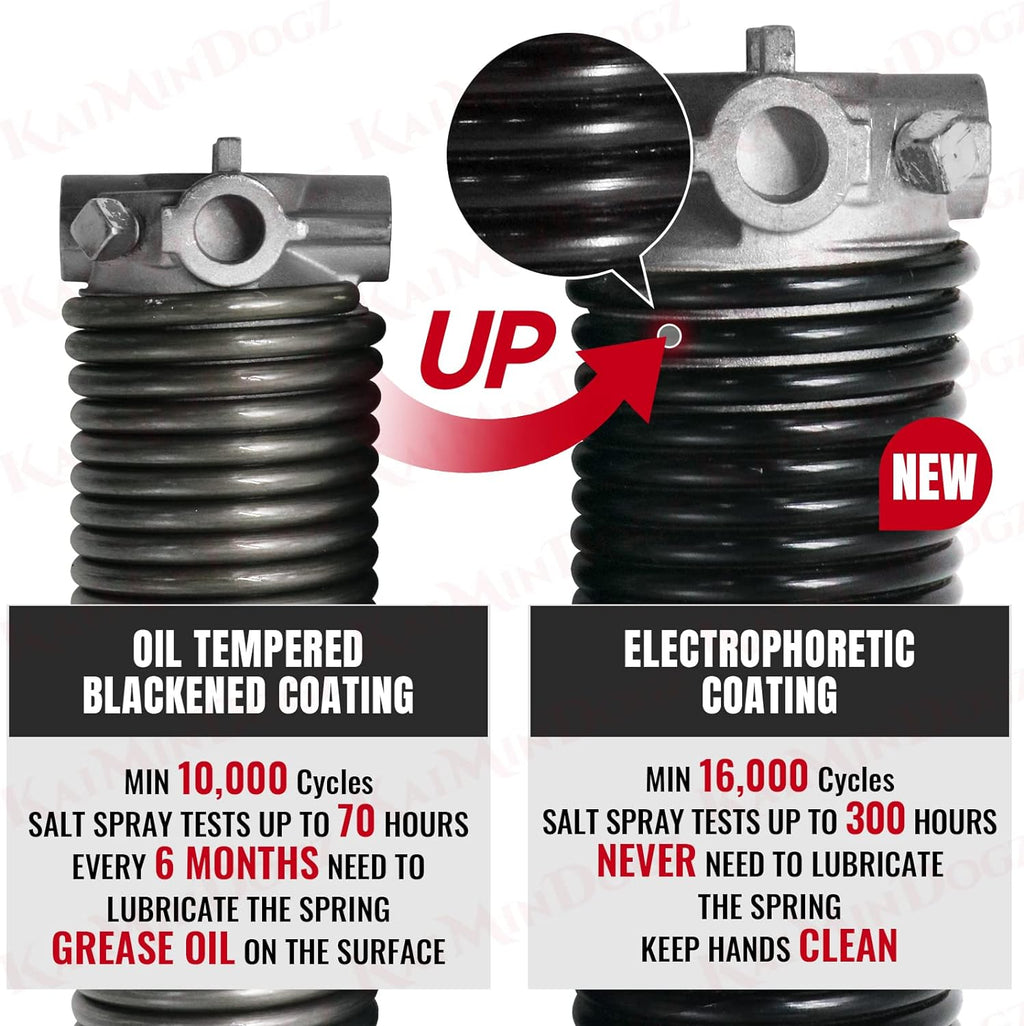 Pair of 2" Garage Door Torsion Springs Set with Non-Slip Winding Bars & Gloves, Precision Electrophoresis Black