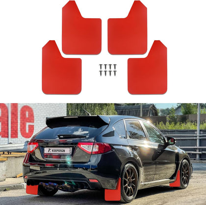 Car Mud Flaps 4PCS Universal Fit Red Splash Guards Flexible and Bendable Mudguard Fender Flare Cuttable Mudflap Car