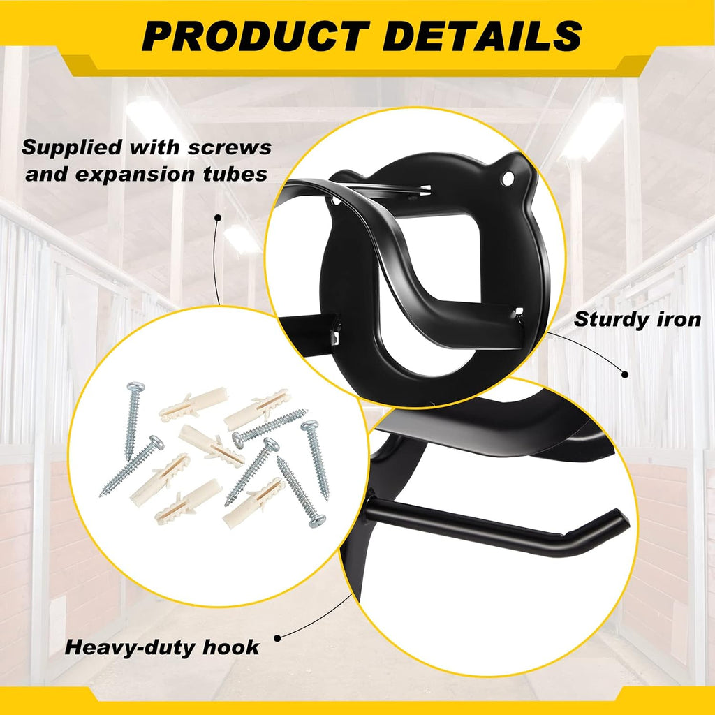 3 Pcs Bridle Hooks Horse Bridle Rack, Black