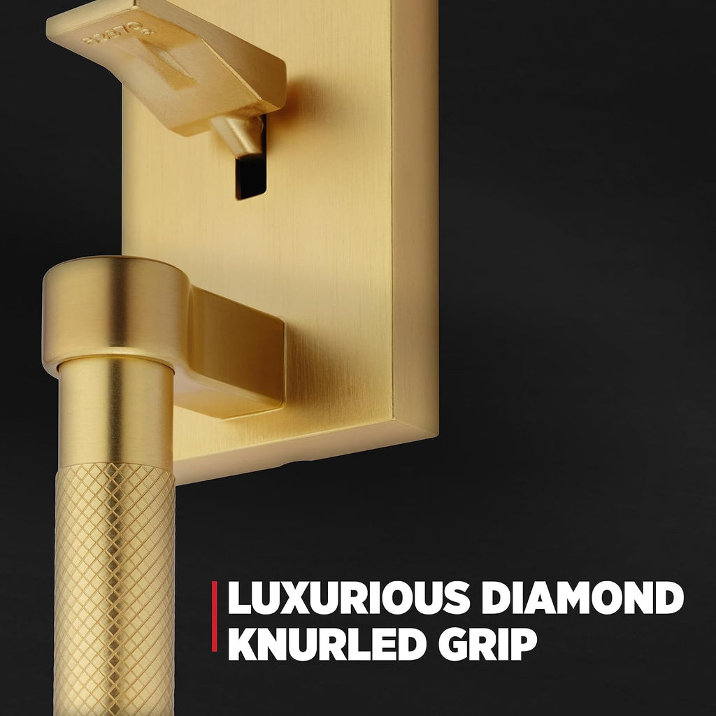Prava Front Door Lock Handle and Deadbolt Set, Entry Handleset Exterior with Interior Reversible Lever, Satin Brass