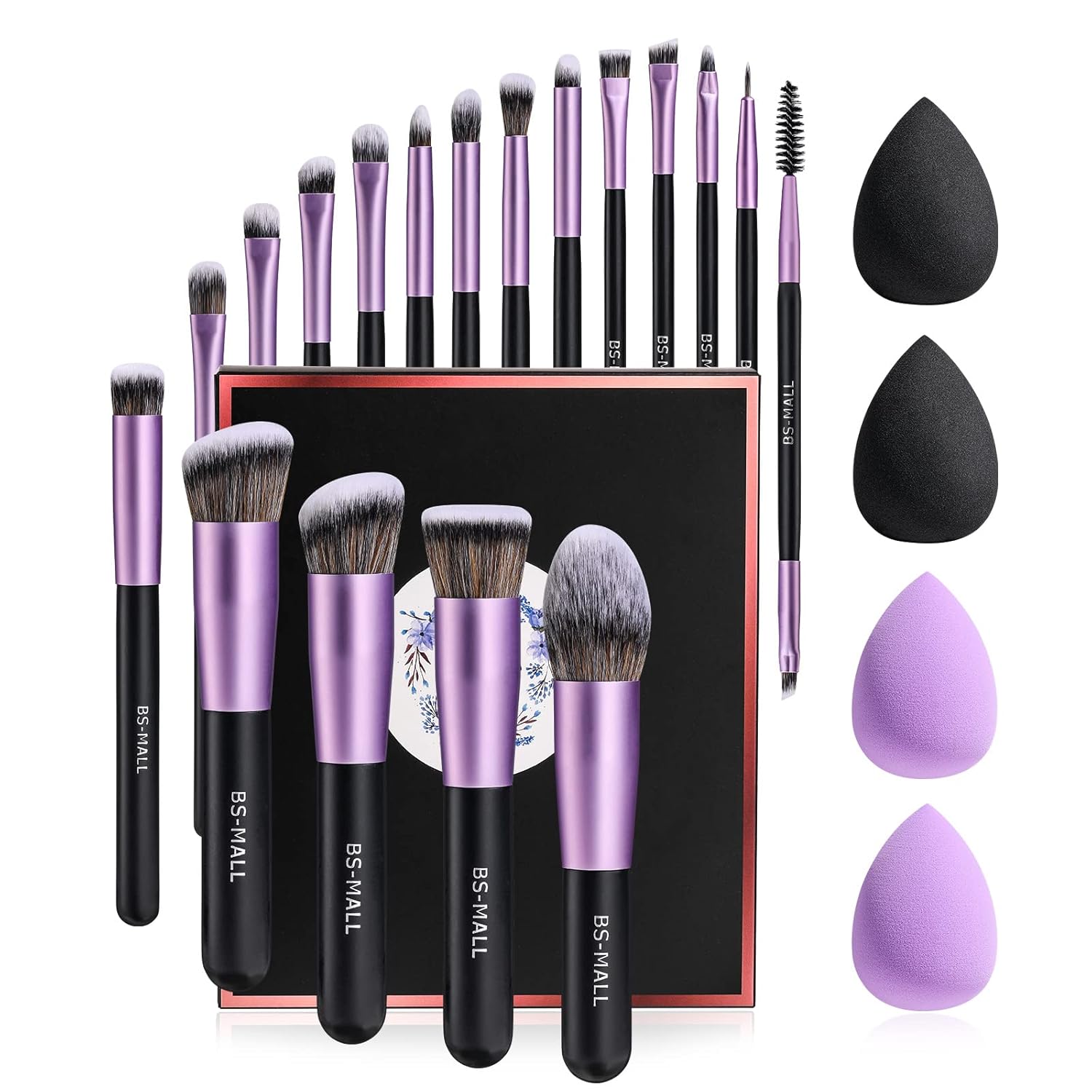 Makeup Brushes Premium Synthetic Foundation Powder Concealers Eye Shadows Makeup 18 Pcs Brush Set with 4 Pcs Makeup
