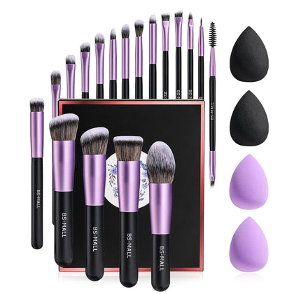 Makeup Brushes Premium Synthetic Foundation Powder Concealers Eye Shadows Makeup 18 Pcs Brush Set with 4 Pcs Makeup