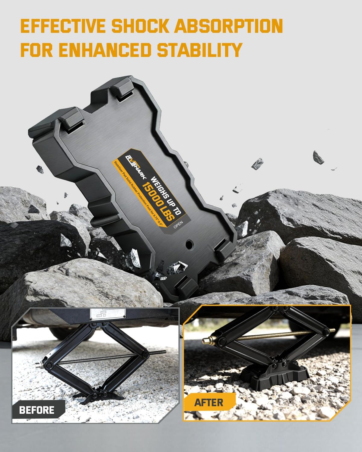 RV Stabilizer Jack Pads for 8.75"-9.5" Length Scissor Jack,4 Packs | 15000lbs,Heavy Duty RV Leveling Blocks,Study