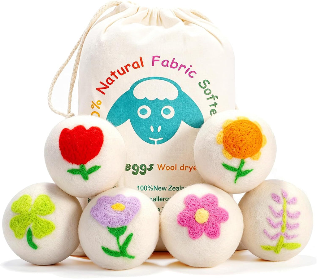 Wool Dryer Balls XL 6 Pack, 100% New Zealand Wool Handcrafted