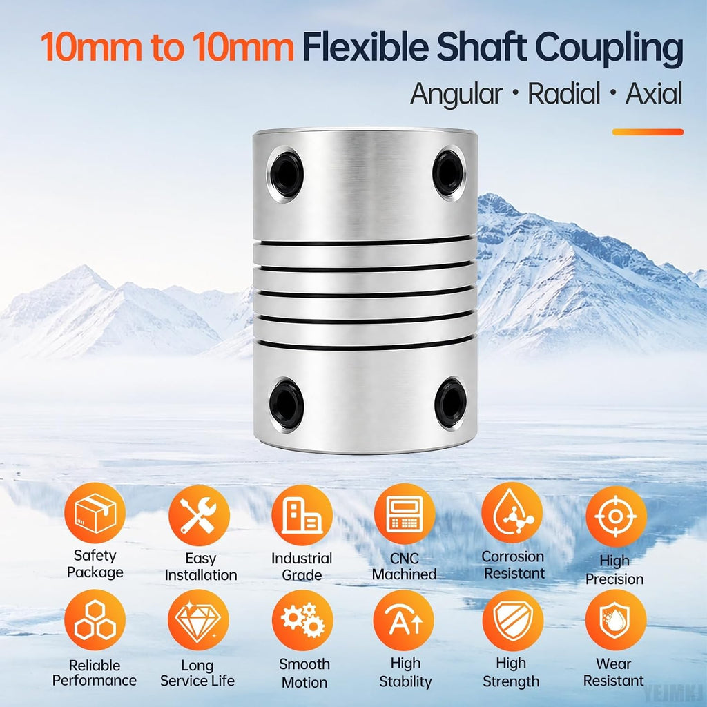 2PCS 10mm to 10mm Flexible Shaft Coupling Helical Beam Coupler