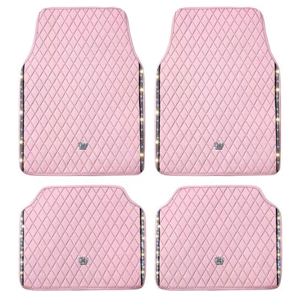 Universal Anti-Slip Car Mats, 4PCS Full Set Diamond Pattern PVC Floor Mats for SUV Sedan Truck, Waterproof All