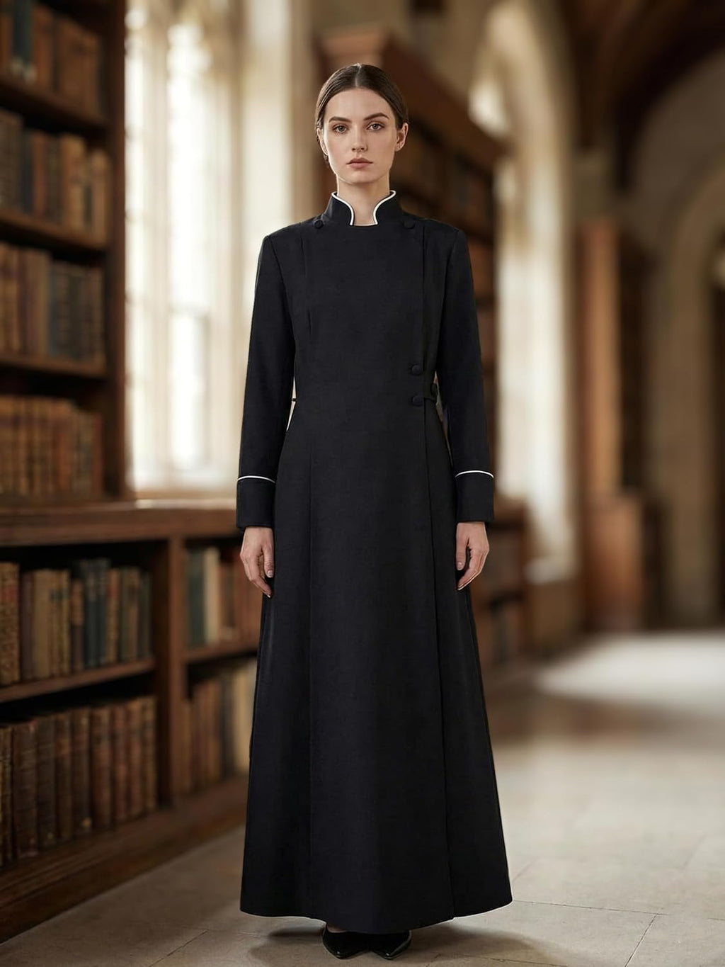 Women Clergy Robe Church Cassock Minister Gown Choir Pastor Costume Outfit Pulpit Service Vestment Dress
