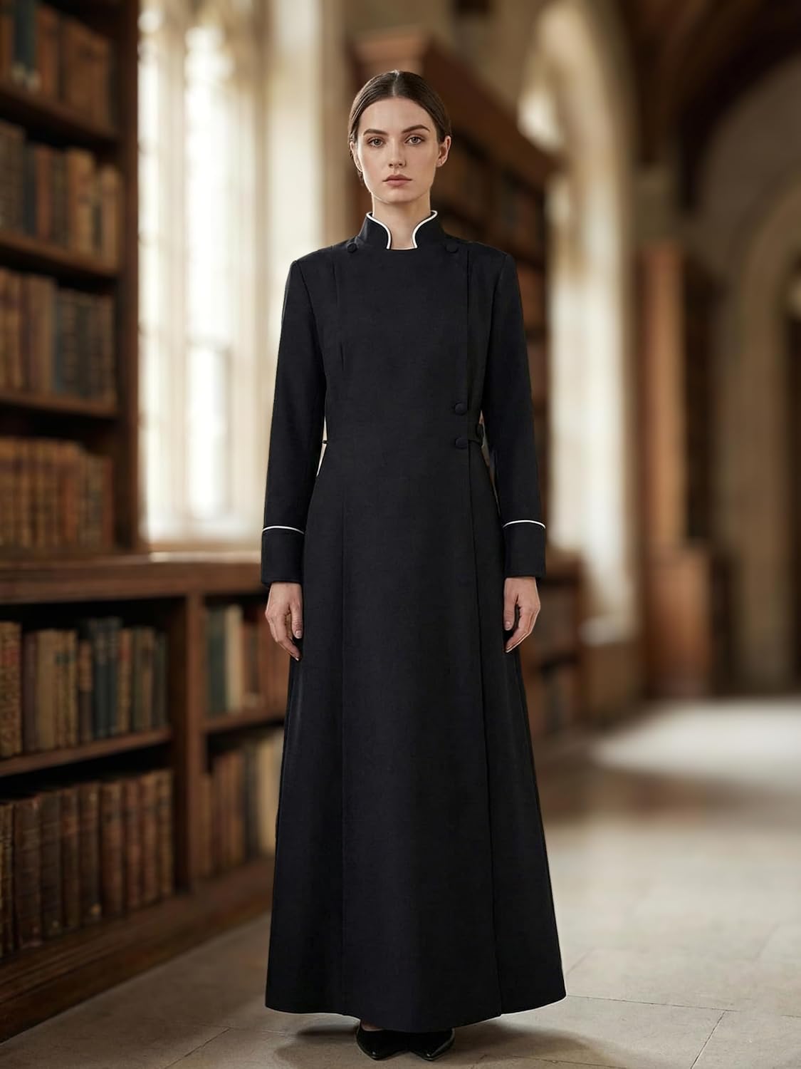 Women Clergy Robe Church Cassock Minister Gown Choir Pastor Costume Outfit Pulpit Service Vestment Dress