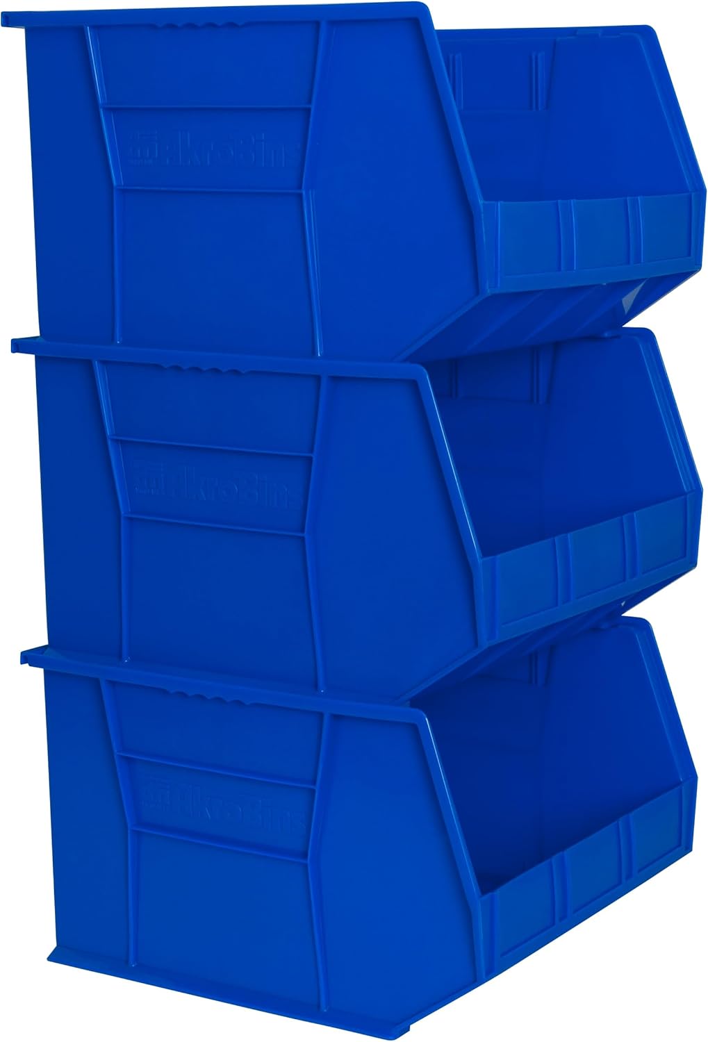 AkroBins Plastic Storage Bins, 18"x16"x11", Blue, 3-Pack