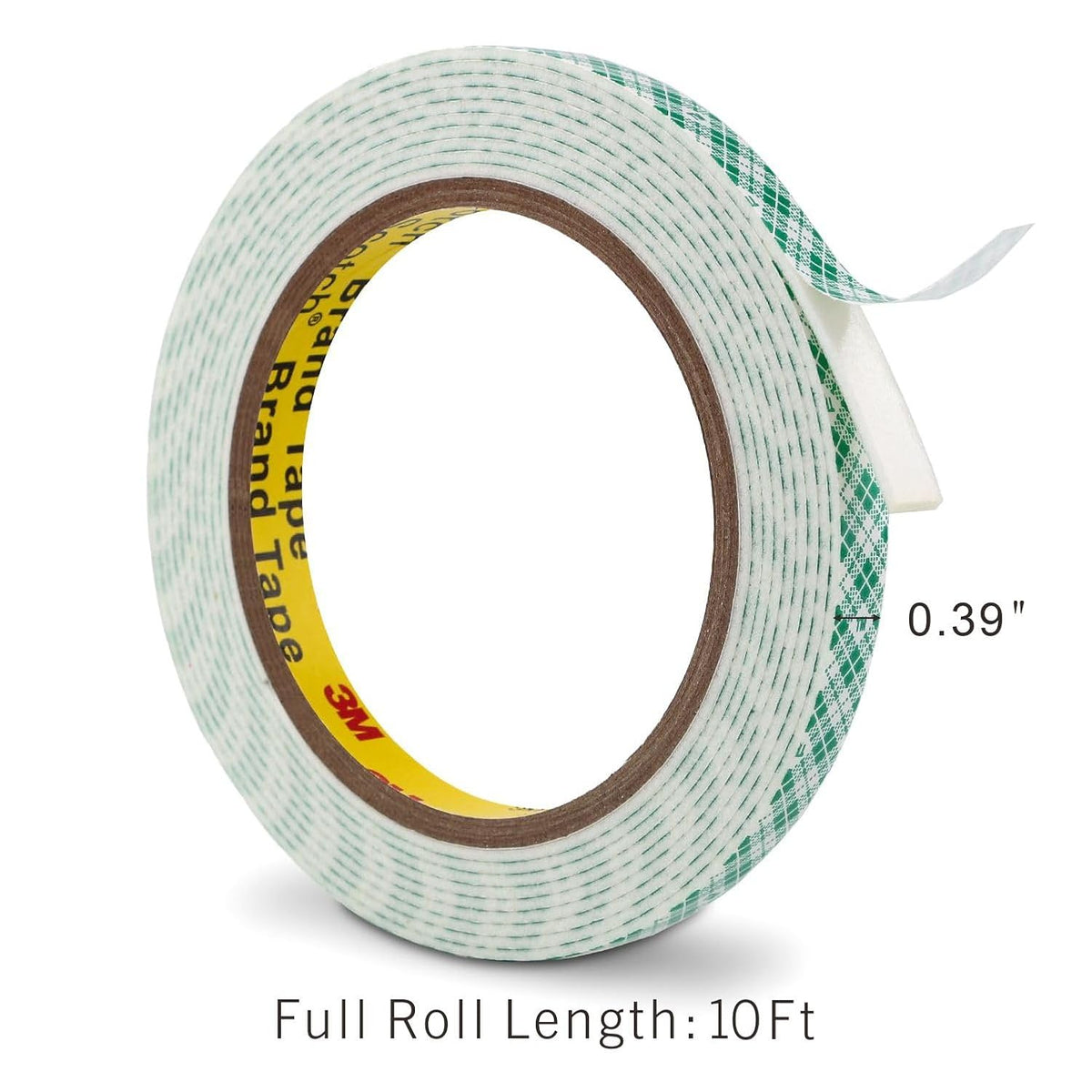 3M Double Sided Foam Tape 0.39" x 10Ft Peel and Stick Mounting Tape, White