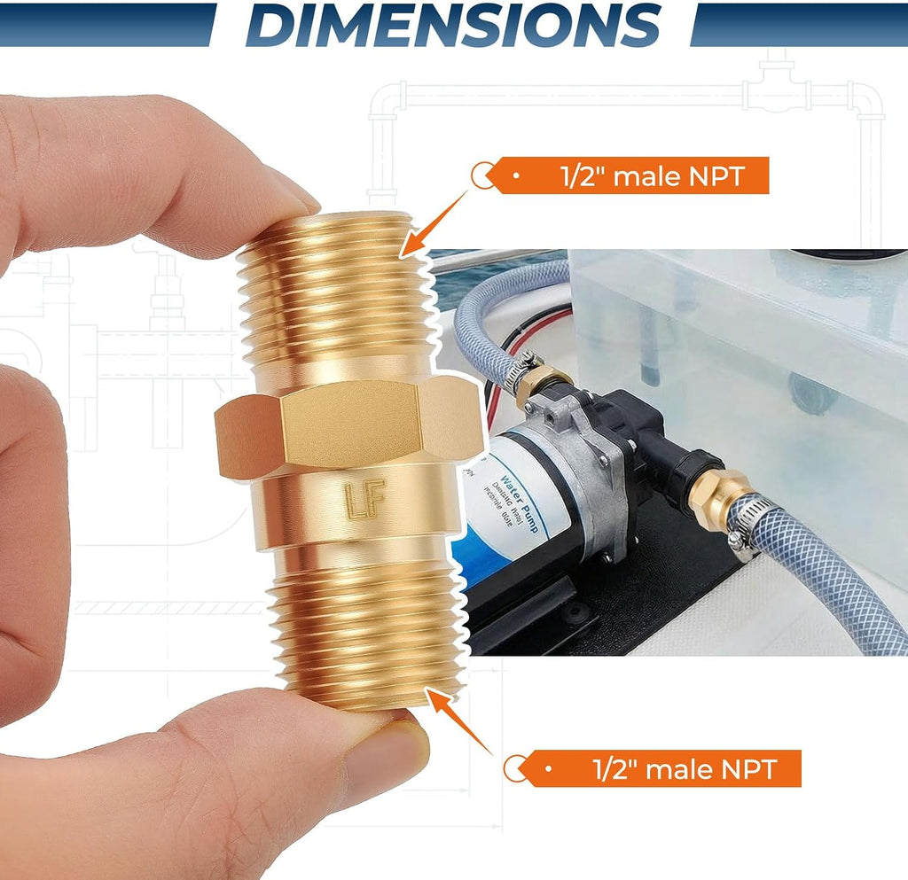 1/2" Male NPT Brass RV Freshwater Check Valve 1PC