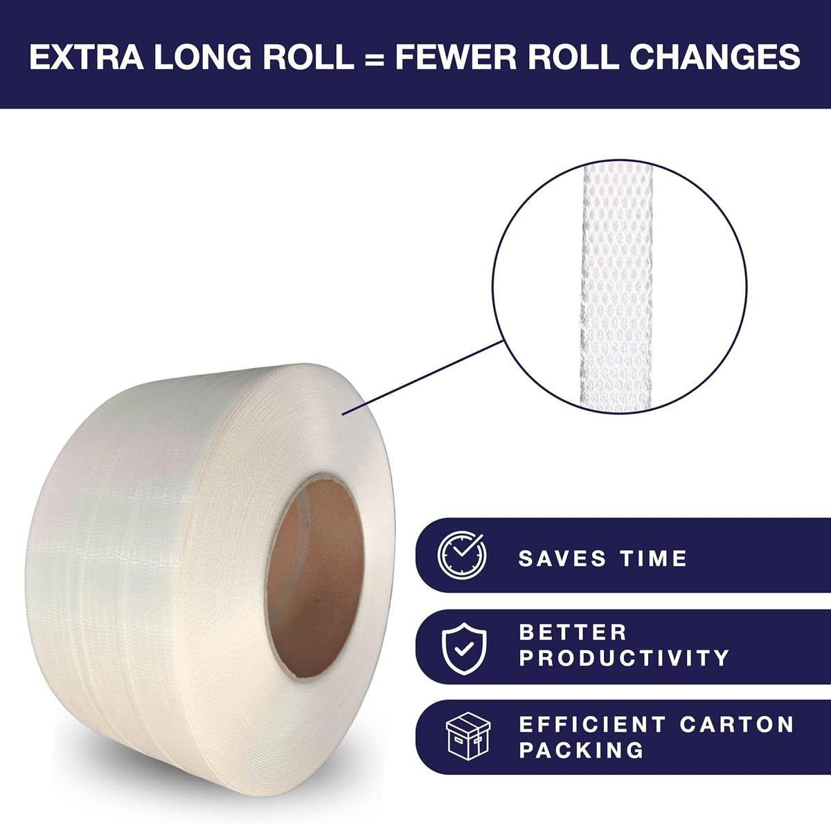 3/8 Inch Poly Strapping Roll, 13,123 Feet, Machine Grade 8x8 Core