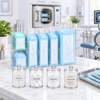 Sterilization Pouch Organizer Set with 4 Jars Acrylic Dental Dispenser Rack