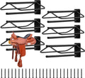 6 Pack Wall Mounted Saddle Rack with Double Pad Bar Heavy Duty Carbon Steel Saddle Stand for English & Western