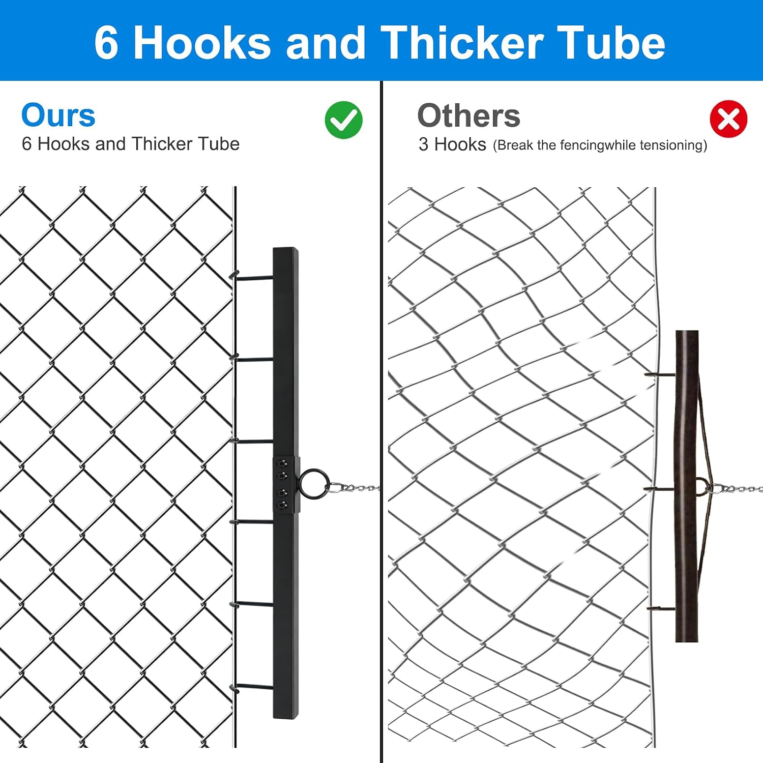 Steel Chain Link Fence Stretcher with 6 Thicken Hook