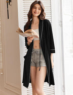 Women Robes Bathrobe Short Kimono Robe Soft Bathrobes with Pockets