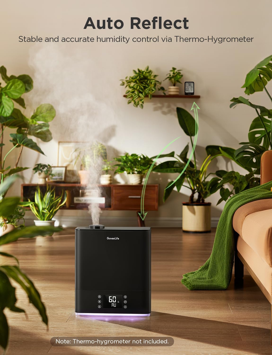 Smart Humidifiers for Bedroom Large Room, 6L Top Fill Humidifier | Cool Mist, Auto Mode, App & Voice Control, 60H