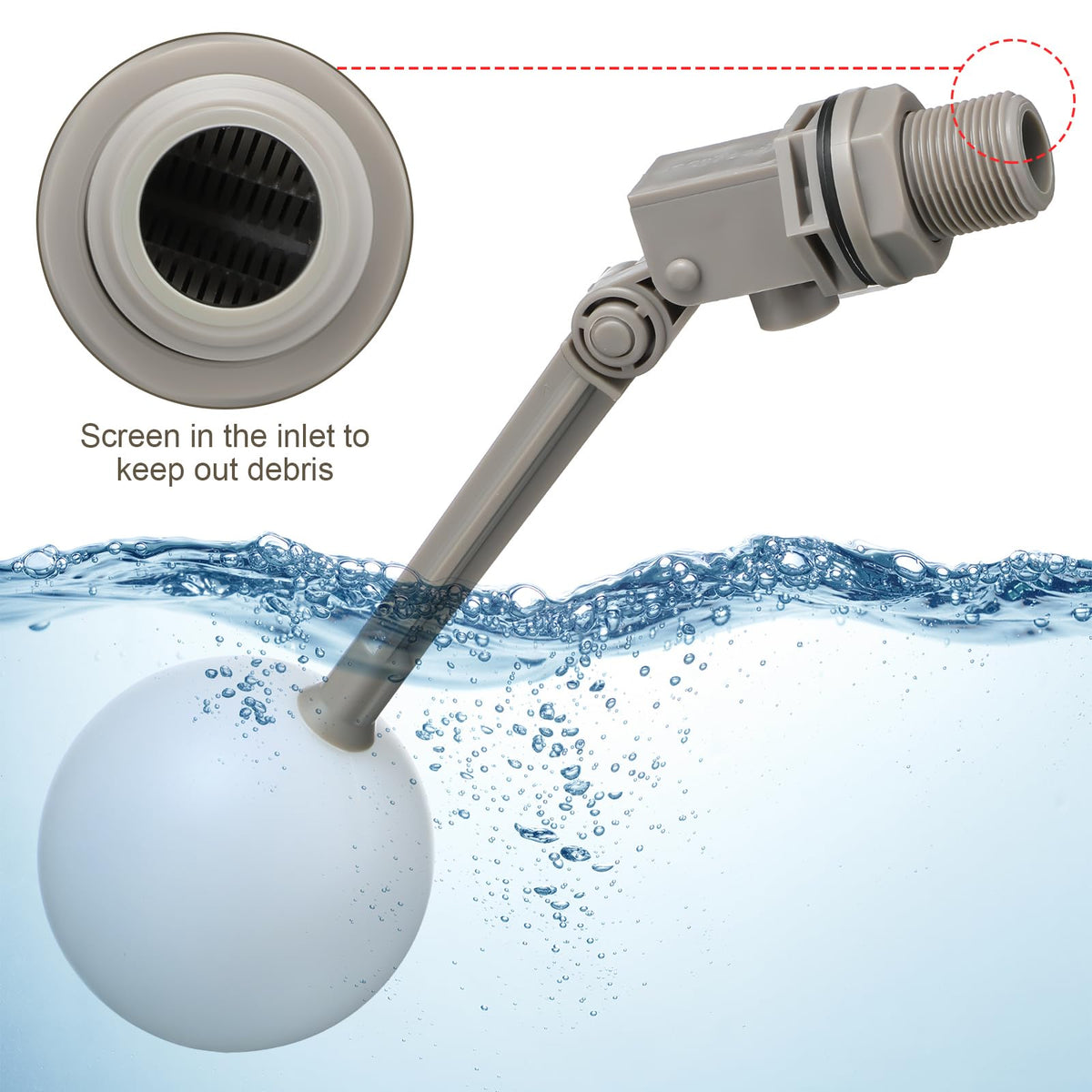 Cinnvoice 2 Pack 3/4" Float Valve for Water Tank with Adjustable Arm