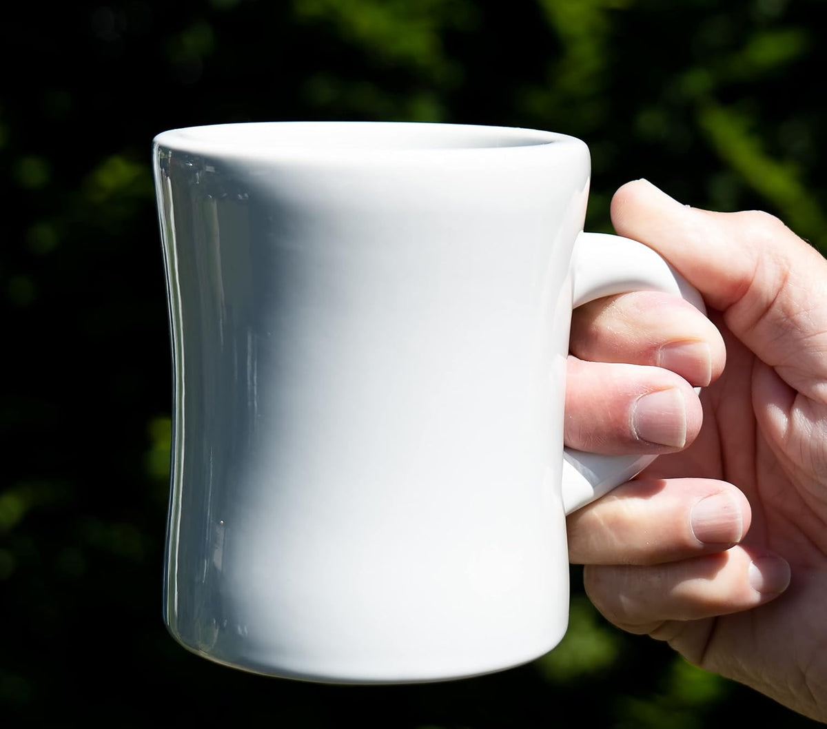 10-Ounce Ceramic Retro Diner Style Heavyweight Restaurant Mug, Two-finger C-handle (White, 4)