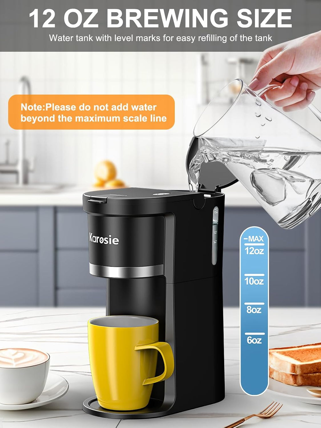 Small Single Serve Coffee Maker, Fast Brew for Pods & Ground Coffee, 6-12 Oz Brew Sizes, One-Button Single Cup Coffee